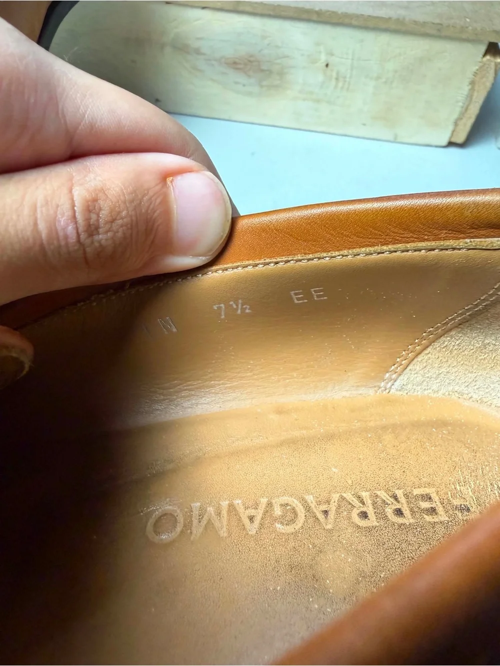 Ferragamo Loafers FORT Gancini Cocoa Brown Leather Men's Dress Slip-on Sz 7.5 EE